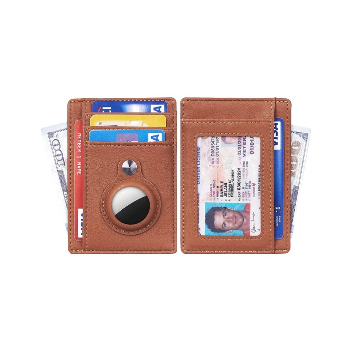TUDETIC Cartera tarjetero con soporte AirTag - Mantén tus objetos de valor seguros y localizados TUD-WAT-NEGRVAR