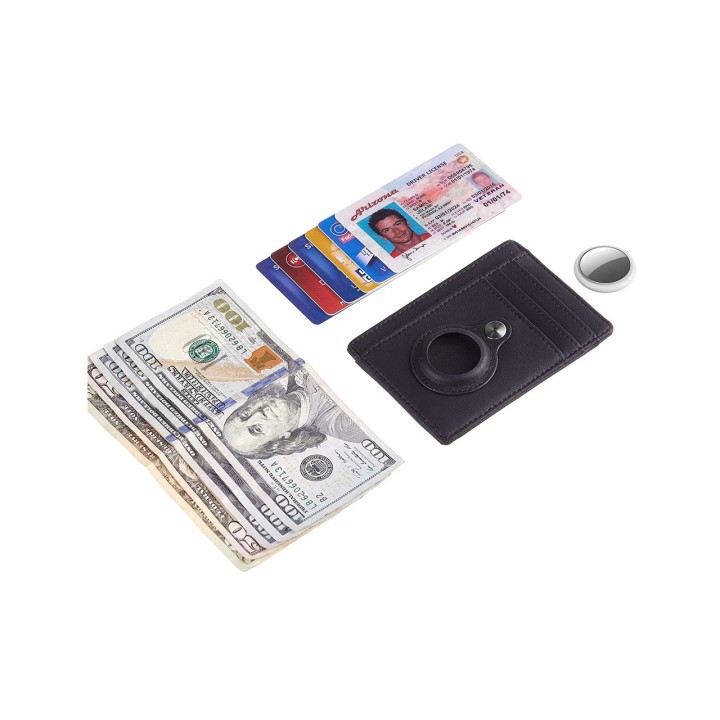 TUDETIC Cartera tarjetero con soporte AirTag - Mantén tus objetos de valor seguros y localizados TUD-WAT-NEGRVAR
