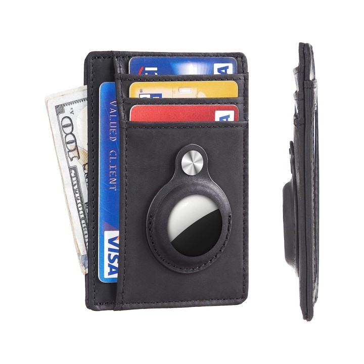 TUDETIC Cartera tarjetero con soporte AirTag - Mantén tus objetos de valor seguros y localizados TUD-WAT-NEGRVAR