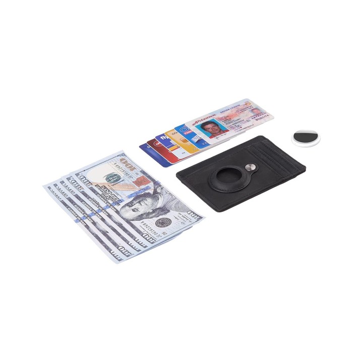 TUDETIC Cartera tarjetero con soporte AirTag - Mantén tus objetos de valor seguros y localizados TUD-WAT-NEGRVAR