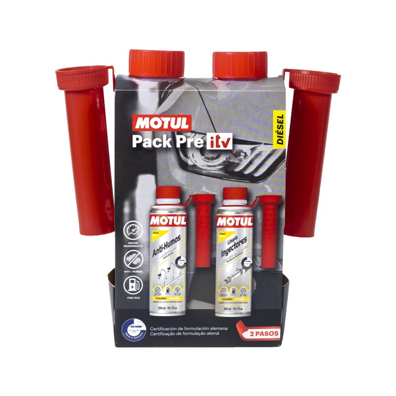 MOTUL Pack anti-humos + aditivo limpiador inyectores diesel PRE ITV 2X300 ML (6UD) 111259