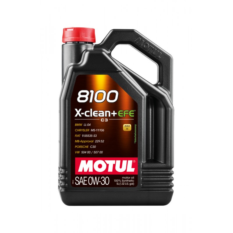 MOTUL Aceite lubricante motor sintético para coche 8100 X-CLEAN+ EFE 0W30 5L (4UD) 111678