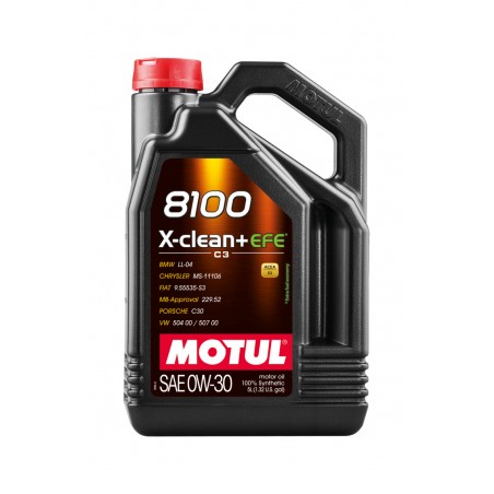 MOTUL Aceite lubricante motor sintético para coche 8100 X-CLEAN+ EFE 0W30 5L (4UD) 111678