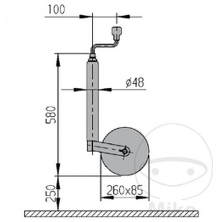 AL-KO Rueda de apoyo llanta chapa acero 48 MM 260X85 338.00.22