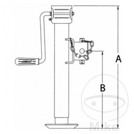 Folding zinc plated support foot for trailer M KURBEL RD57MM 338.76.85