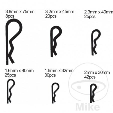 Assortment of 150 elastic pins 722.00.78