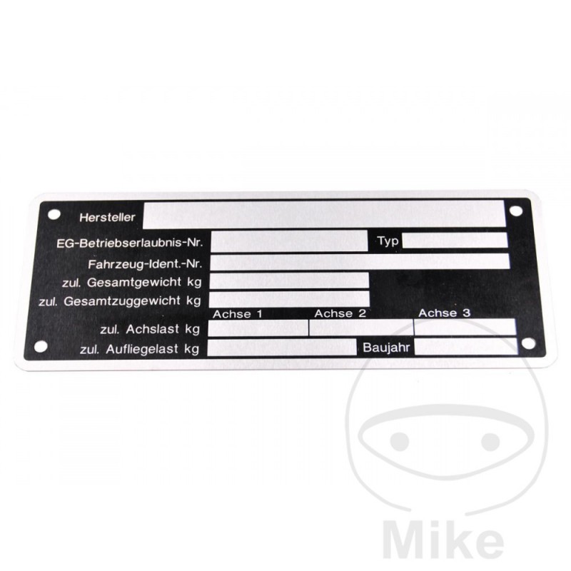 German trailer identification plate 150 X 58 MM 205.11.42