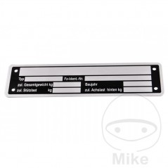 Placa de identificación alemán para remolque 148 X 38 MM 338.06.15