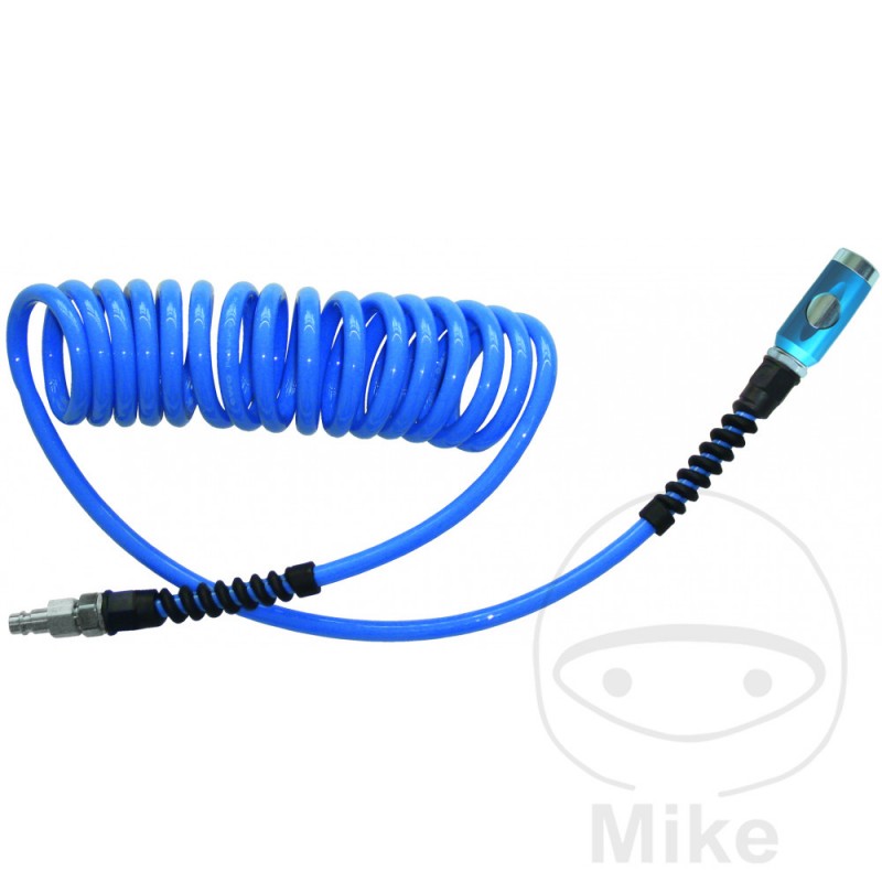 Compressed air spiral hose with coupling and plug PU 10X6.5 7.5 M 656.00.69