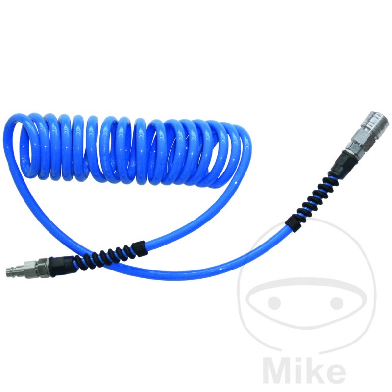 Compressed air spiral hose with coupling and nipple PU 12X8 7.5 M 656.02.21