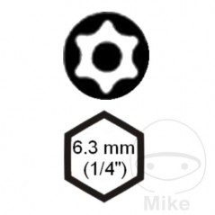 CONDOR Punta de destornillador torx con agujero T7 25 MM 1/4 6.3 632.47.39