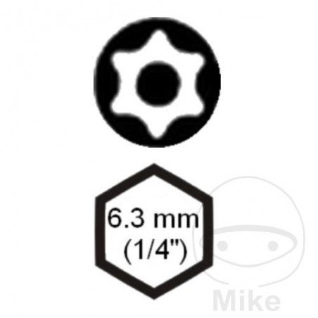 CONDOR Punta de destornillador torx con agujero T7 25 MM 1/4 6.3 632.47.39