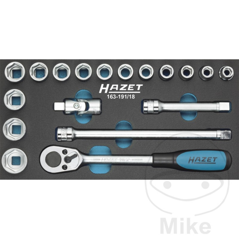 HAZET 18-piece socket wrench set 1/2 606.00.42