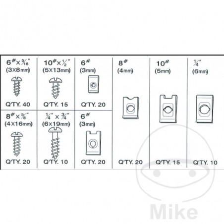 JMP Assorted box of 170 metal bodywork nuts 722.01.04