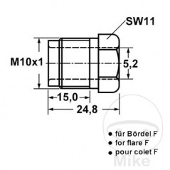 ATE Tornillo de unión M10X1 F 5 MM MQ 4420805 4421095