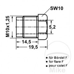 ATE Tornillo de unión M10X1.25 F 5.20 MM 4421186