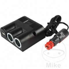 3-way socket with USB connection + mounted plug 194.03.64