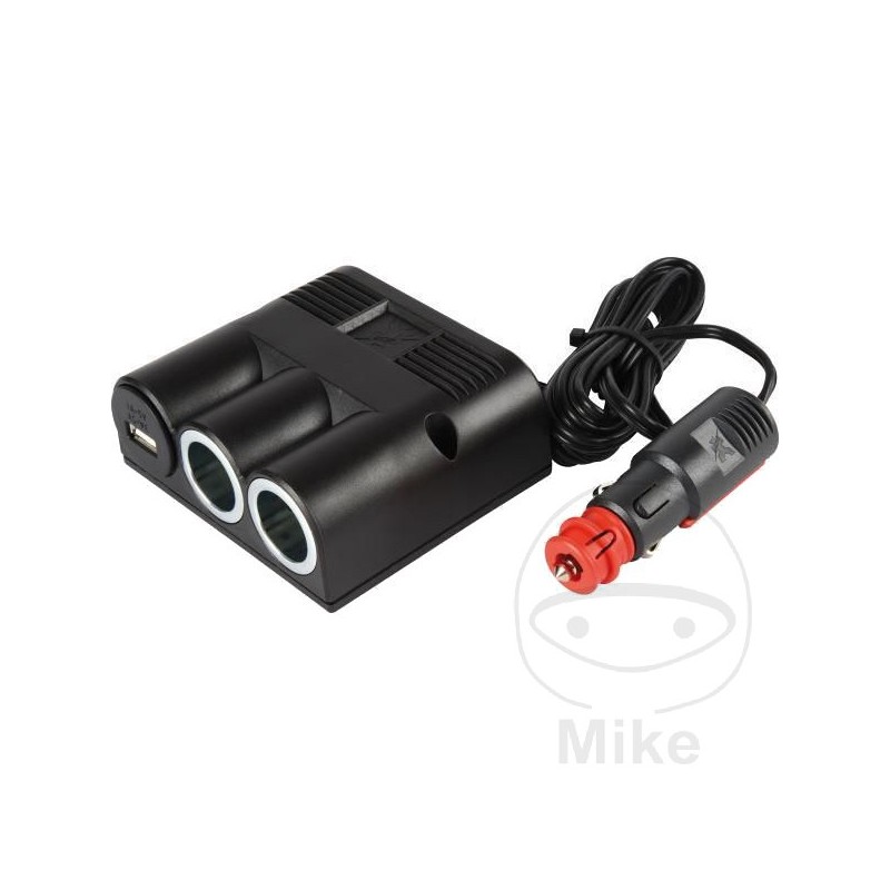 3-way socket with USB connection + mounted plug 194.03.64