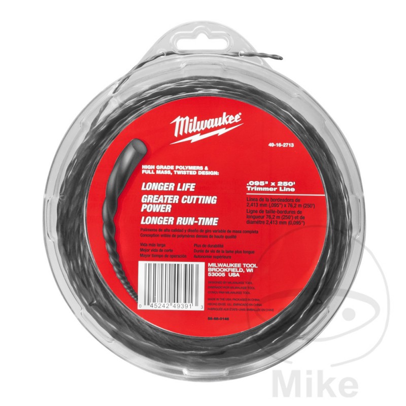 MILWAUKEE Cuerda de corte para cortadora césped 2.4 MM X 76 M 6850192