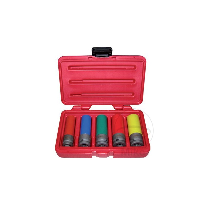 JMP Juego 5 llaves de vaso impacto hexagonal revestido 1/2 15-17-19-21-22 MM 605.15.93