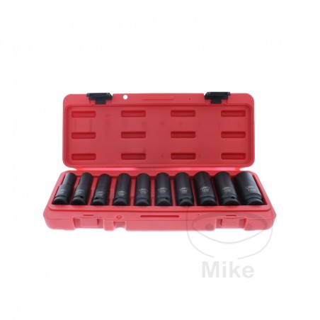 JMP Set of 10 long version hexagonal impact socket wrenches 1/2 13-24 MM 605.05.60