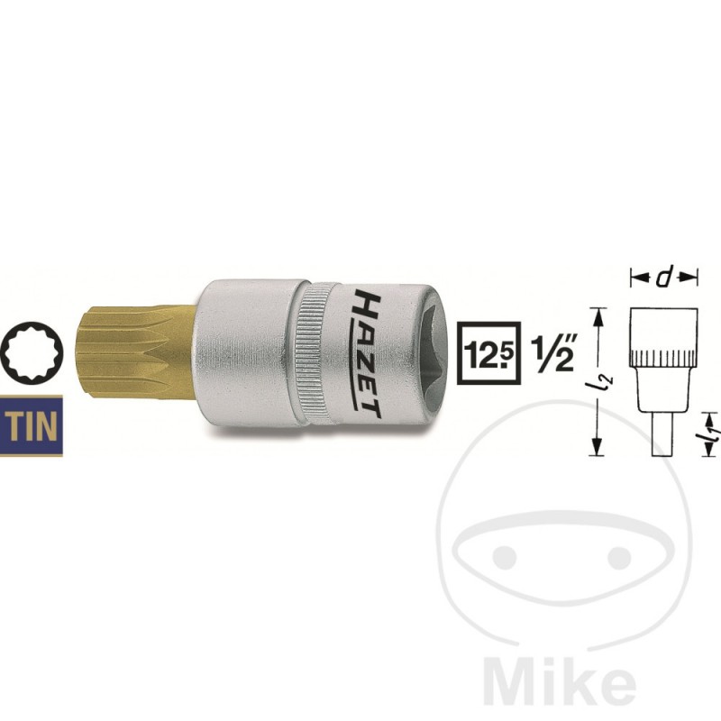 HAZET Punta de destornillador MULTIDENT 1/2 M16 60 MM 605.52.14