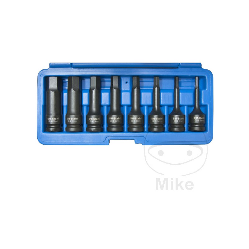 Set of 8 reinforced allen screwdriver bits 75 MM 5-19 605.96.46