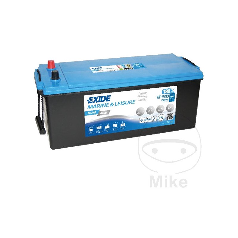 EXIDE Marine battery and multiple uses MULTIFIT 12V 180 AH E DUAL AGM 1500WH 1510029