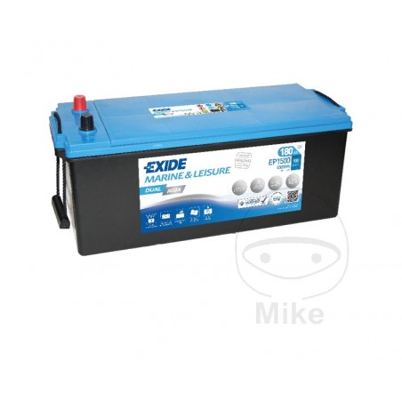 EXIDE Batería marina y usos múltiples MULTIFIT 12V 180 AH E DUAL AGM 1500WH 1510029