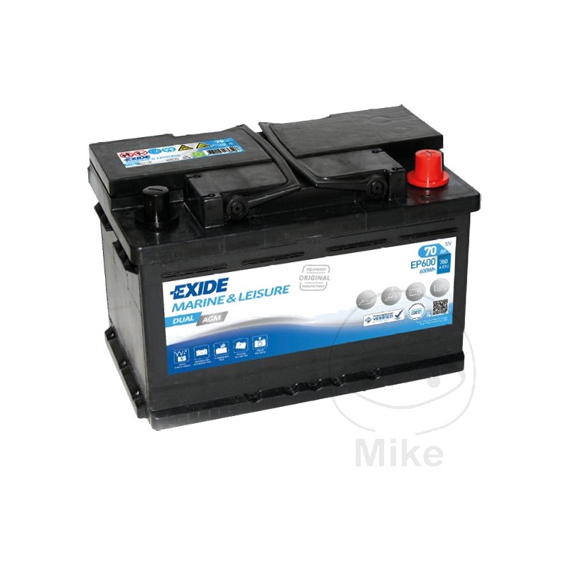 EXIDE Marine battery and multiple uses STVS 12V 70AH AGM DUAL 1510066