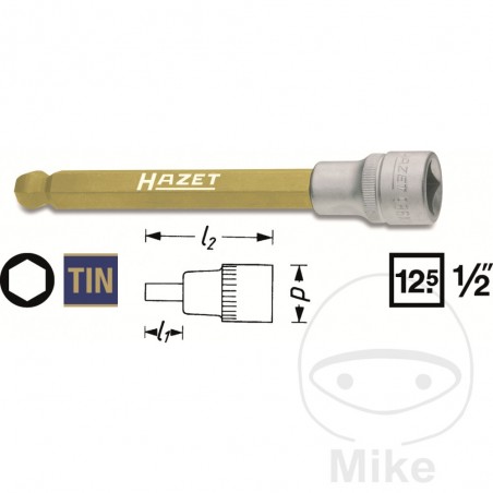 HAZET Allen screwdriver tip with ball head 1/2 12 MM 140 605.16.92