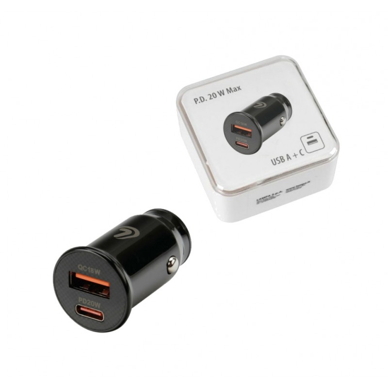 LAMPA Car cigarette lighter charger, caravan, truck 2 PUERTOS USB (A+C) - PD 20W 12/24V LAM38692