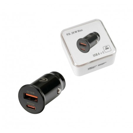 LAMPA Cargador al mechero de coche caravana camion 2 PUERTOS USB (A+C) - PD 20W 12/24V LAM38692