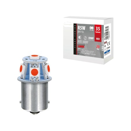 LAMPA Double polarity LED lamp SERIES-6 SMDX1CHIP-(R5W)-BA15S ROJO-24/28V LAM97566