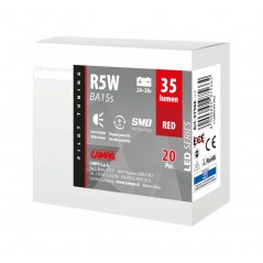 LAMPA Double polarity LED lamp SERIES-6 SMDX1CHIP-(R5W)-BA15S ROJO-24/28V LAM97566