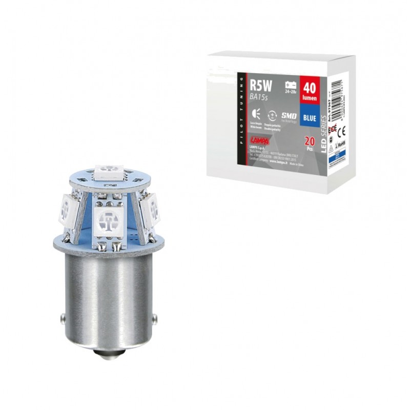 LAMPA Lampara led doble polaridad SERIES-6 SMDX1CHIP-(R5W)-BA15S AZUL-24/28V LAM97567