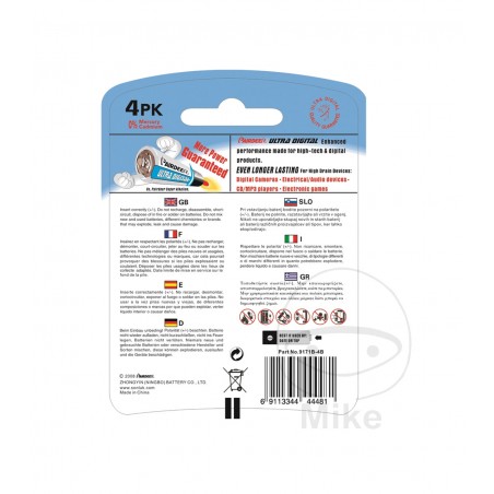 PAIRDEER Pack of 4 medium batteries AA ULTRA DIGITAL 156.60.00