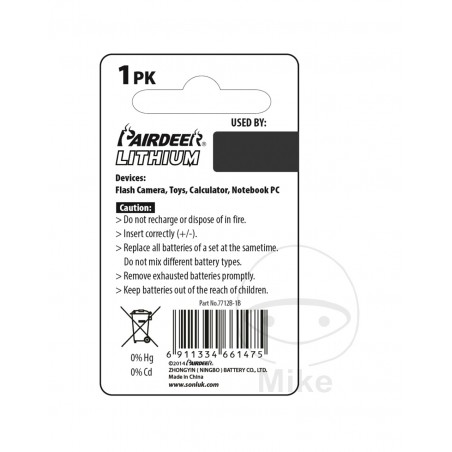 PAIRDEER Pila boton litio CR1620 1566793 156.60.04