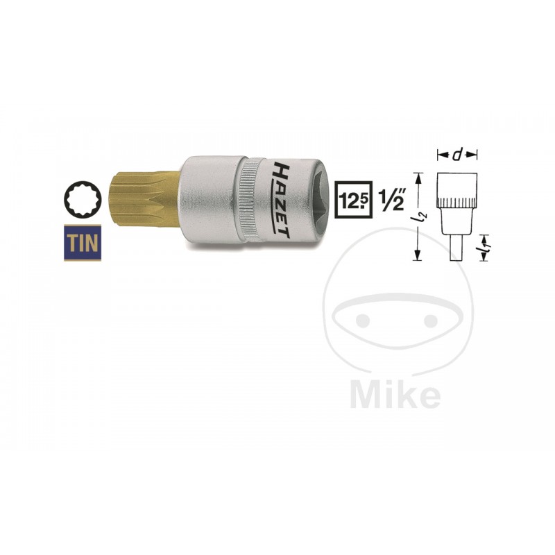 HAZET Punta de destornillador MULTIDENT 1/2 M18 85 MM 605.12.88