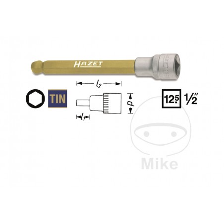 HAZET Allen screwdriver tip with ball head 1/2 6 MM 140 605.16.50