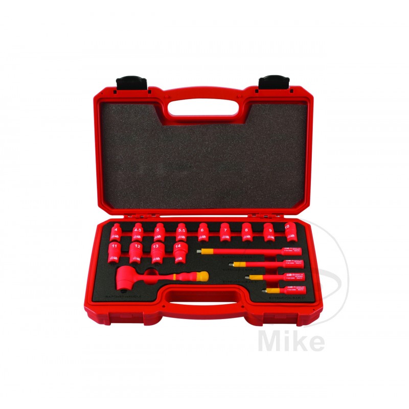 Insulated socket wrench set 18 pieces 1/4 605.61.45
