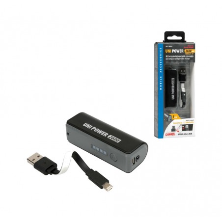 LAMPA Fuente de alimentación bolsillo con cable universal 2600 MA APPLE/MICRO USB LAM38820