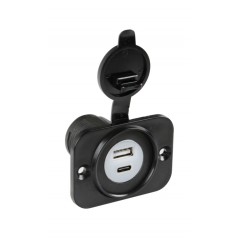 LAMPA Cigarette lighter socket with double USB and type C EXT-12 12/24V LAM39120