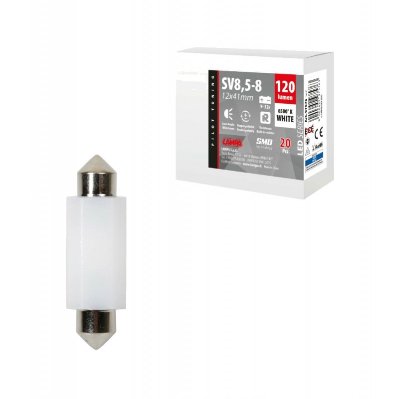 LAMPA LED light with built-in resistor and double polarity RA SERIES 2 SMD 1 CHIP 12*41MM-SV8,5-8 9/32 LAM97576