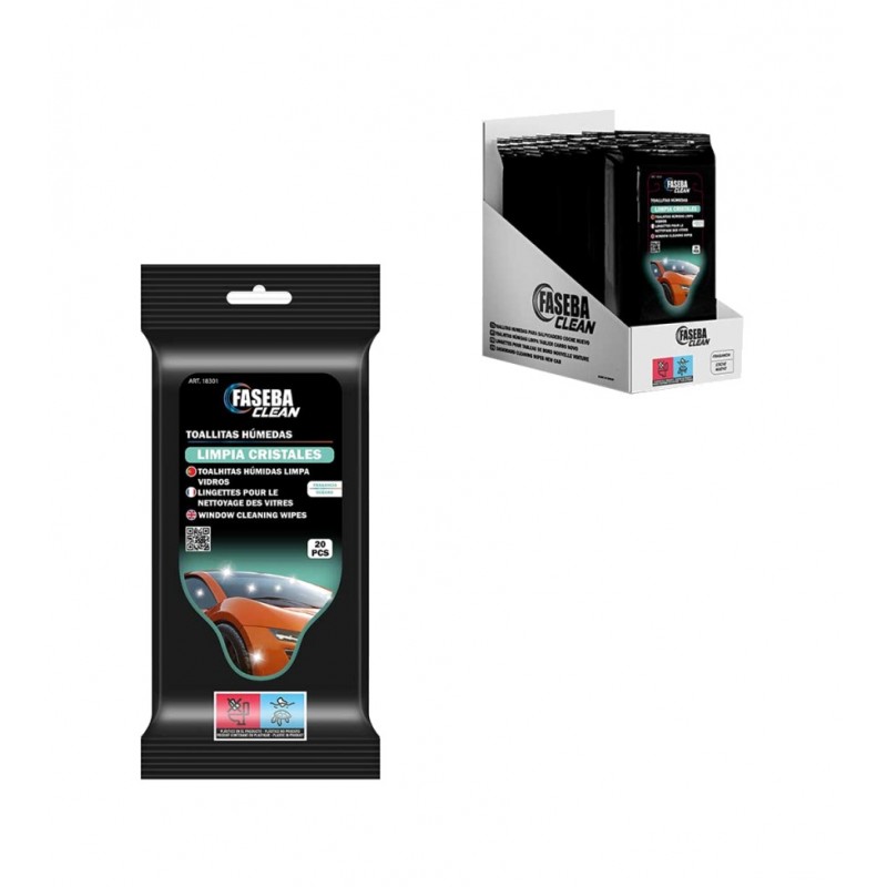 FASEBA CLEAN Toallitas húmedas limpiadoras de cristales con aroma a océano 20UDS 18301
