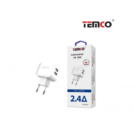 TEMCO Mains charger with 2 fast charging ports USB (A+A) 2,4A 220/240V 22071