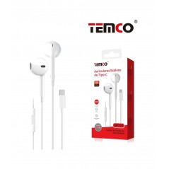 TEMCO Wired headphones with microphone TIPO C 1,2M 22074