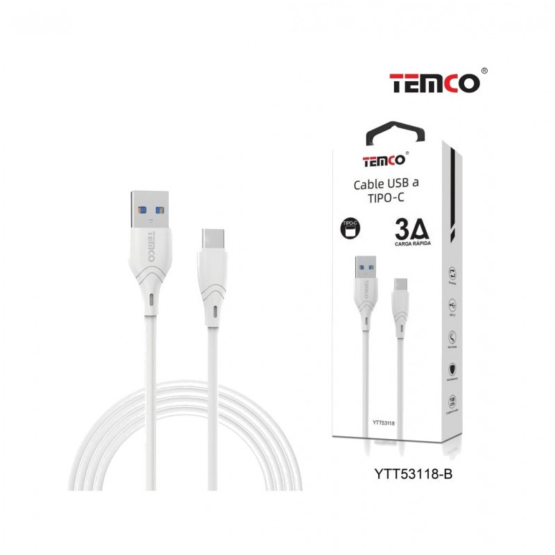 TEMCO CABLE USB A TIPO C 1M 3A 22083