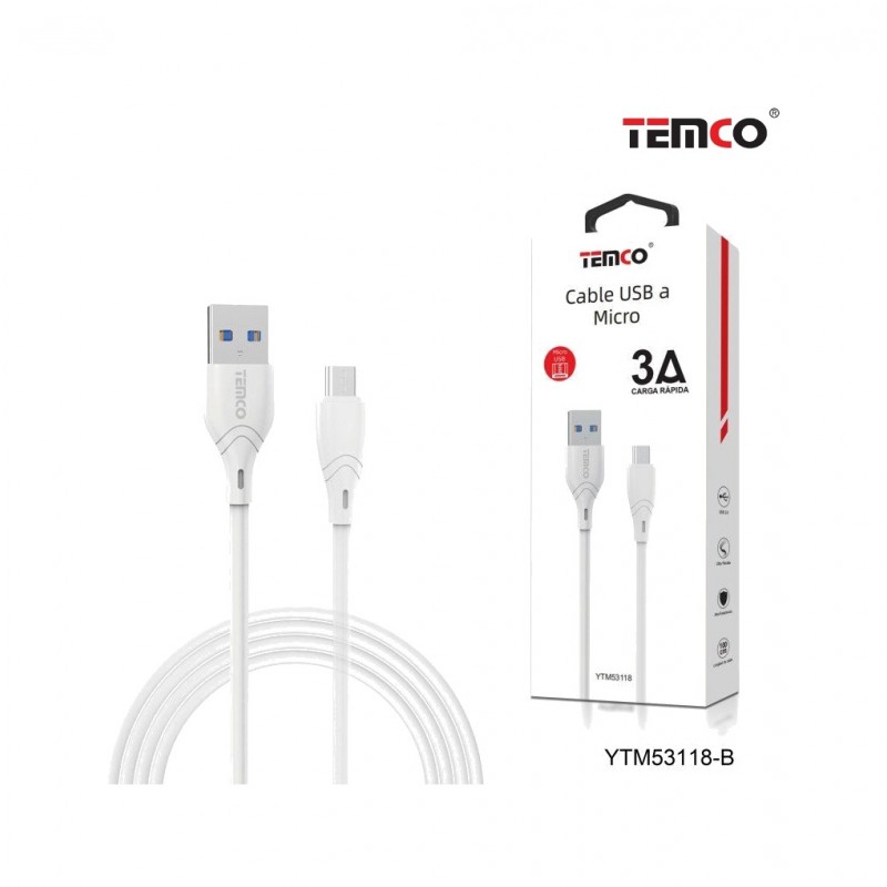 TEMCO CABLE USB A MICRO 1M 3A 22087