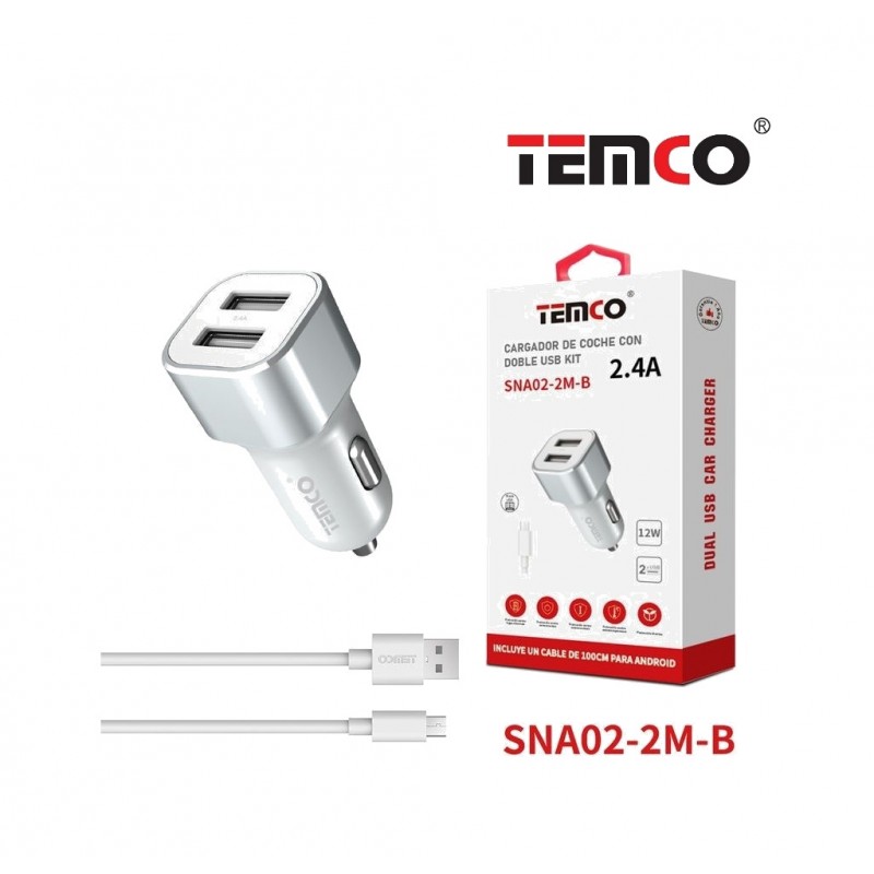 TEMCO Dual charger with cable USB 12/24 2,4A A MICRO 1M 2A 22089